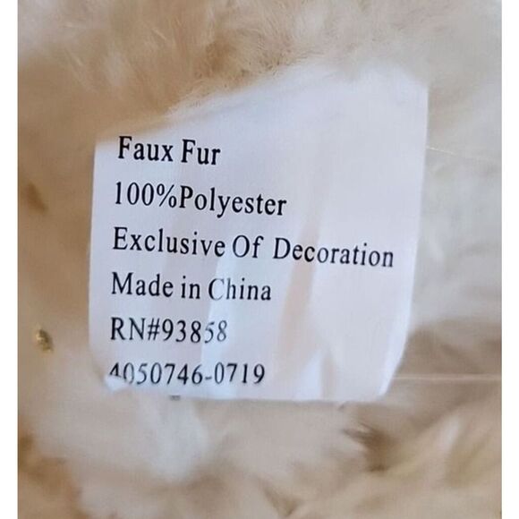 NEW LuLu Cowl Neck Scarf Faux Fur Soft Warm Cozy Ivory with gold flecks 15 in - Picture 8 of 9